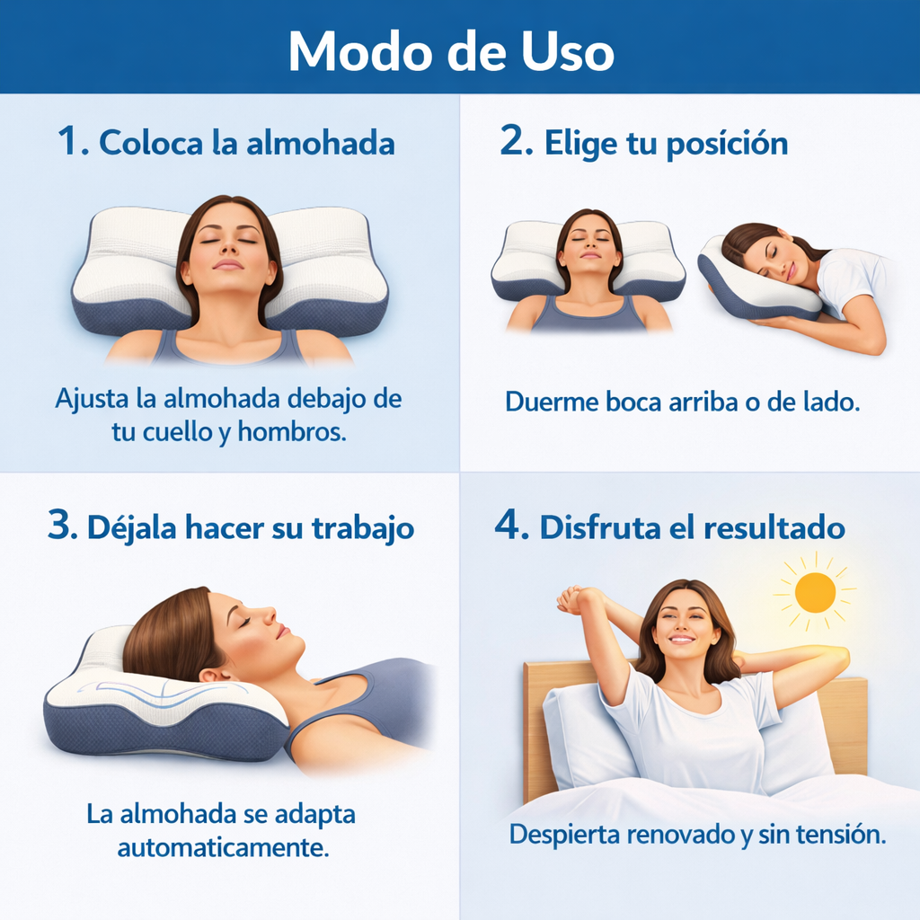 Almohada Cervical Ergonómica – Alivia el Dolor de Cuello y Duerme Profundo Desde la Primera Noche