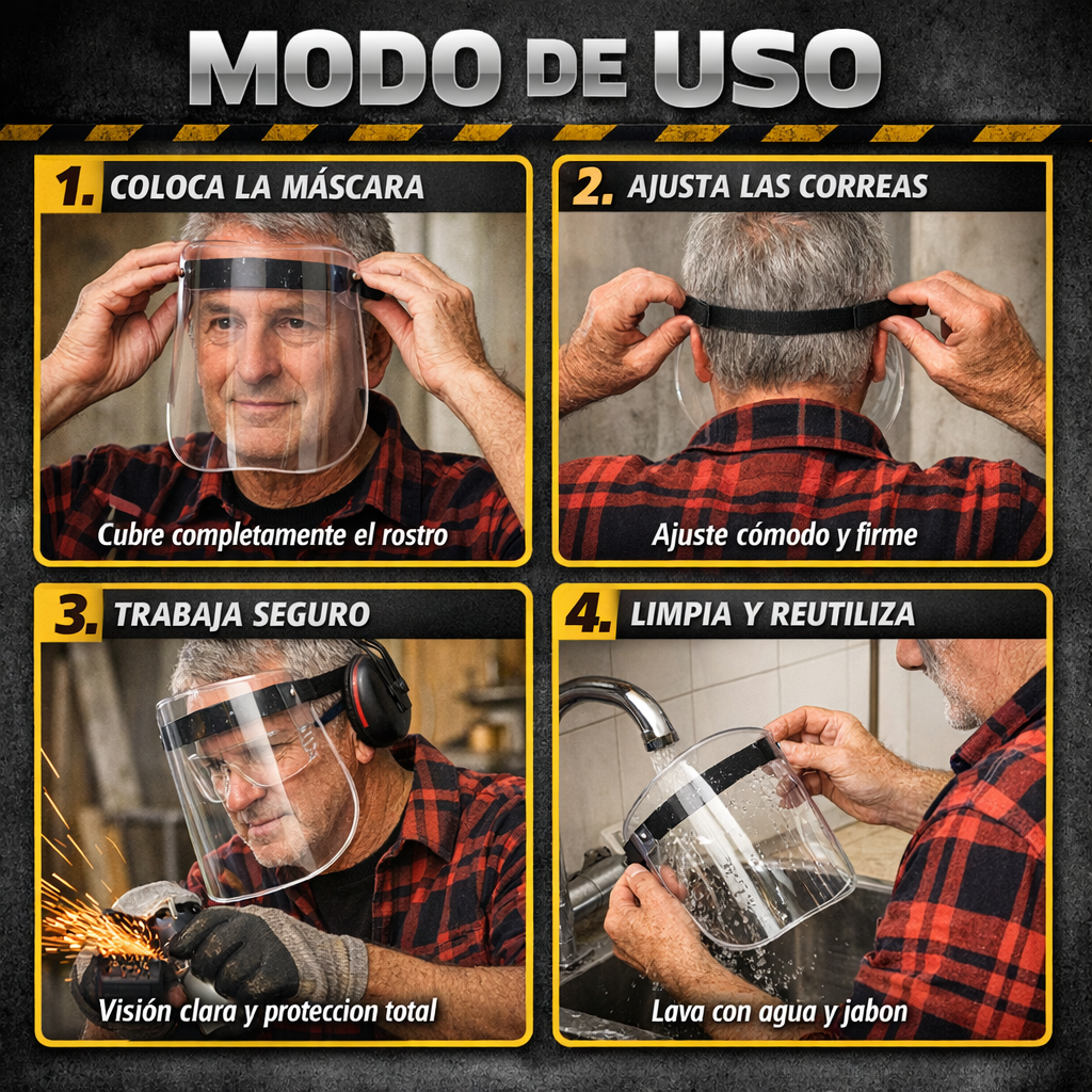 Máscara Facial Transparente 3x1 – Protección Total – Seguridad Visible desde el Primer Uso