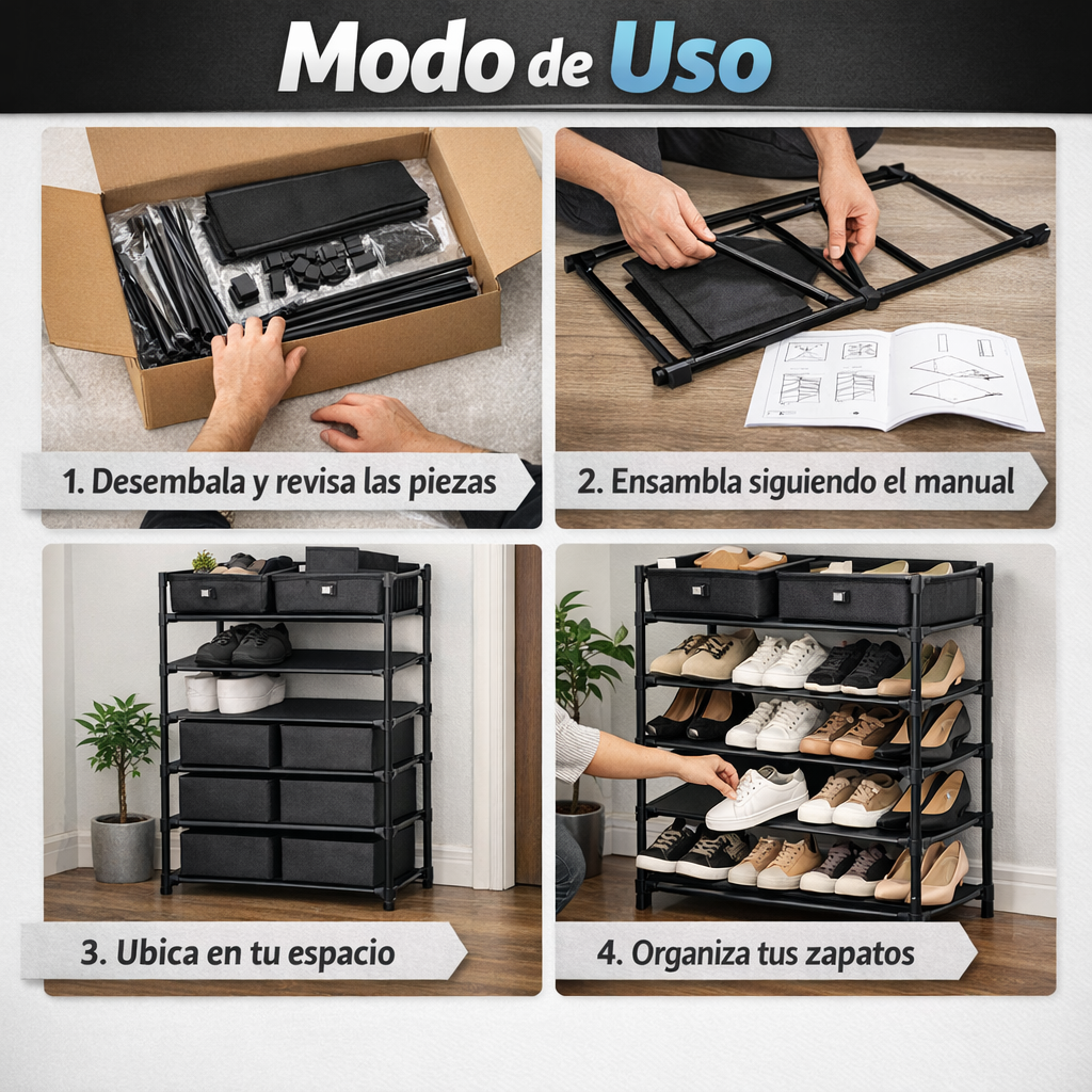 Zapatera 6 Niveles 2 en 1 - Organiza 21 Pares - Orden Visible Inmediato