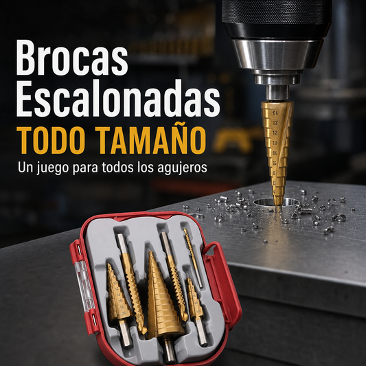 Brocas Escalonadas 6 Piezas - Perfora Todo Tamaño Sin Cambiar de Broca