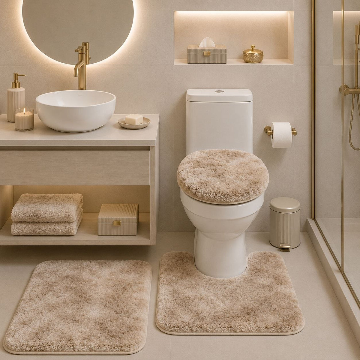 Set Baño Afelpado 3 Piezas - Pisa Suave, Hasta 30% OFF