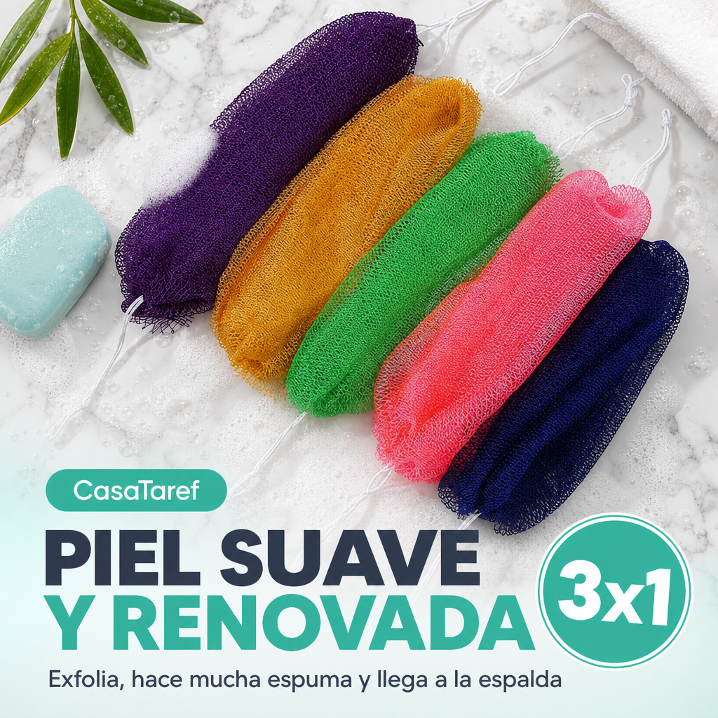 Esponja Malla Africana Exfoliante 3x1 - Piel Suave y Renovada