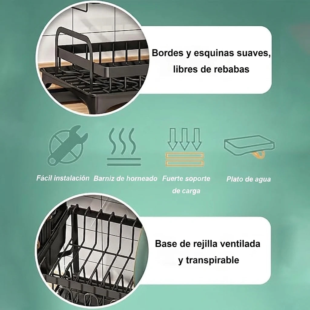 Escurridor de Platos 2 Niveles - Ordena Tu Cocina y Seca Sin Charcos