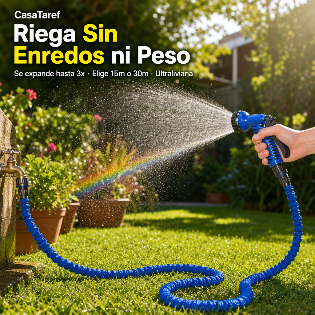 Manguera Extensible – Riega y Lava Sin Enredos ni Peso