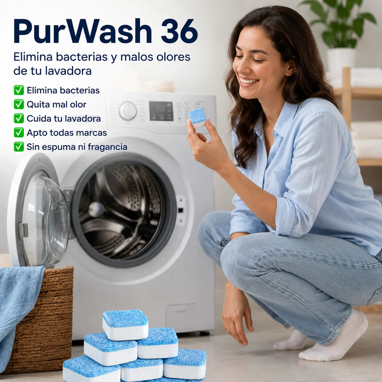 PurWash -24 Pastillas antibacteriales para tu lavadora