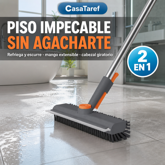 Cepillo Escurridor de Piso 2 en 1 – Mango Extensible Giratorio