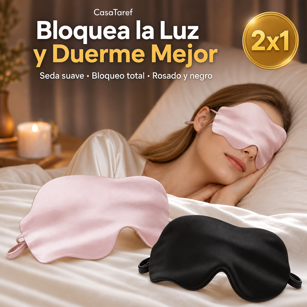 Antifaz para Dormir 2x1 – Bloquea la Luz y Descansa Mejor