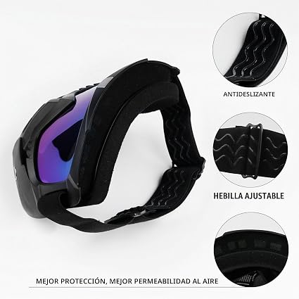 Máscara Moto con Gafas HD - Protégete del Viento y el Polvo
