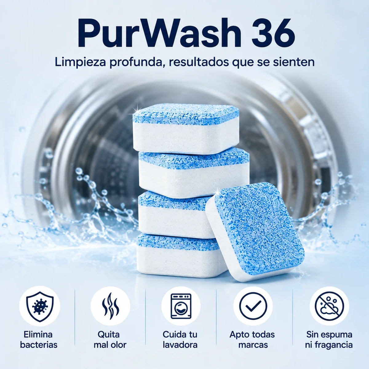 PurWash -24 Pastillas antibacteriales para tu lavadora