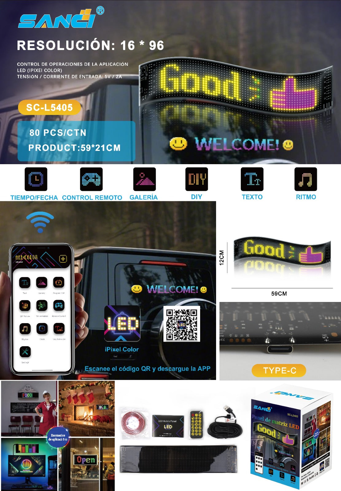 Panel LED Flexible - Ponle Ojos y Mensajes a tu Auto