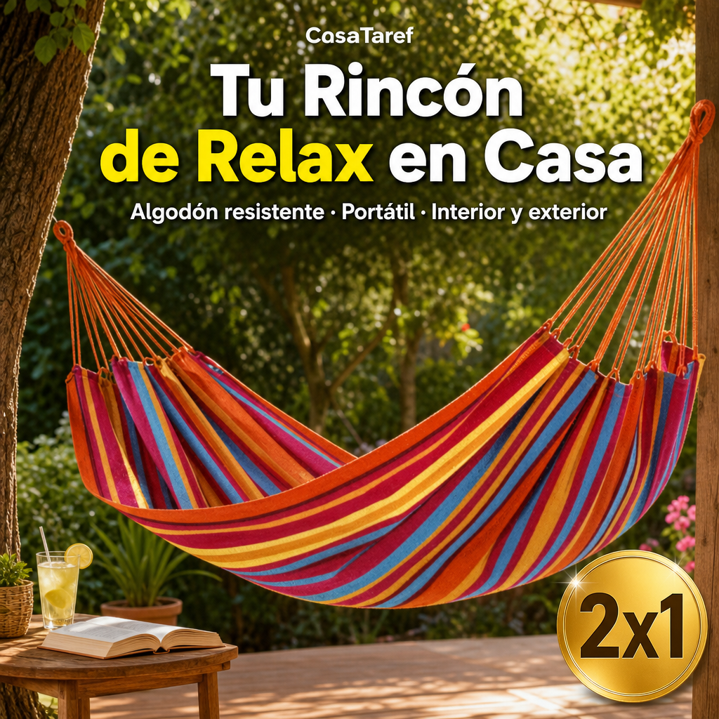 Hamaca Colgante 2x1 – Tu Rincón de Relax en Patio o Camping