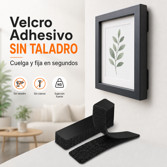 Velcro Adhesivo - Cuelga y Fija Sin Taladro (20 Tiras)