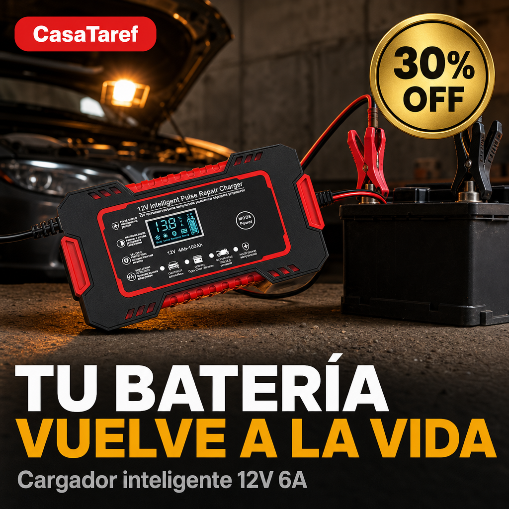 Cargador de Batería 12V 6A - Tu Carro Siempre Arranca, 30% OFF