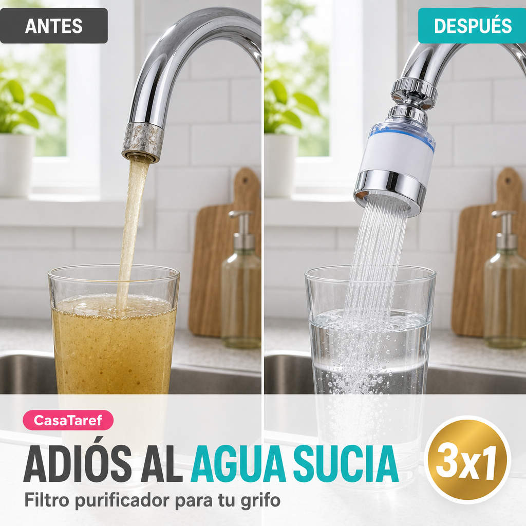 Filtro Purificador de Grifo 3x1 - Agua Limpia y Sin Sarro