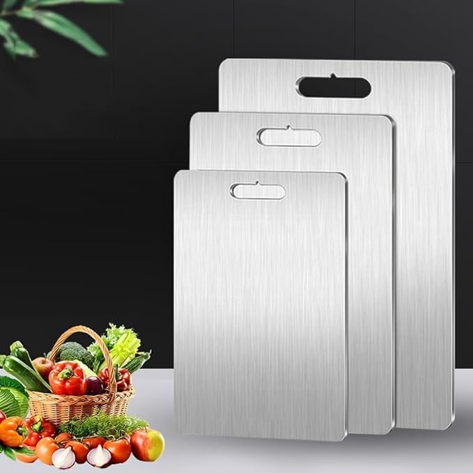 Set 3 Tablas de Acero - Corte Higiénico - Cocina Segura Desde el Primer Uso