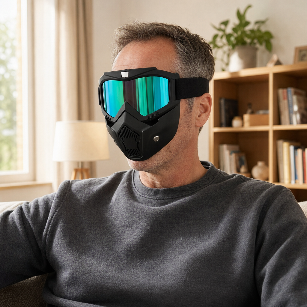 Máscara Moto con Gafas HD - Protégete del Viento y el Polvo