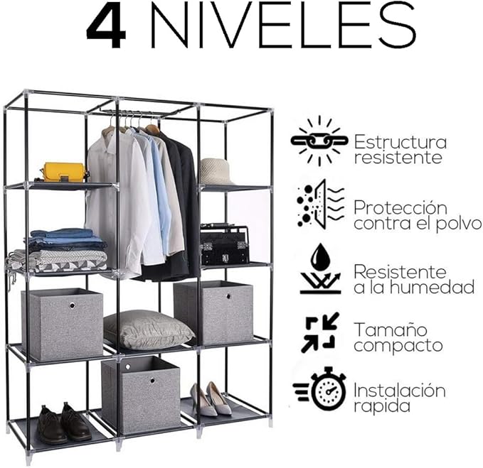 Armario Organizador Portátil – Ordena toda tu ropa sin obras y sin carpintero en menos de 20 minutos