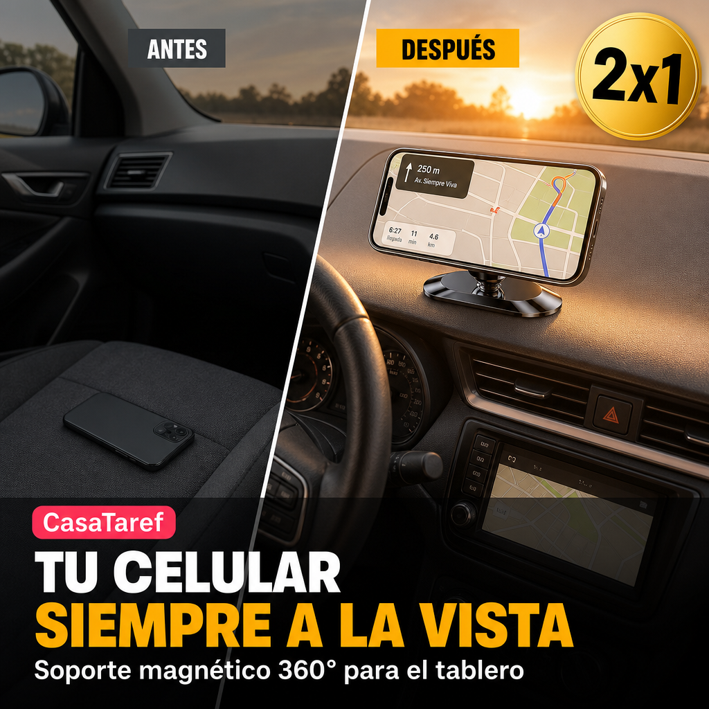 Soporte Magnético 360° 2x1 - Tu Celular Fijo en Cada Curva
