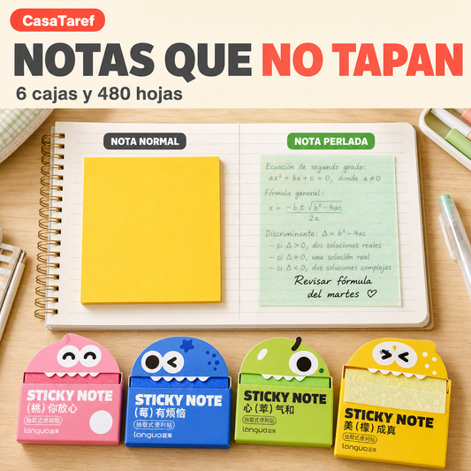 Notas Adhesivas Kawaii - 480 Hojas que No Tapan tu Texto