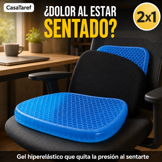 Cojín de Gel 2x1 - Alivia el Dolor de Espalda al Sentarte