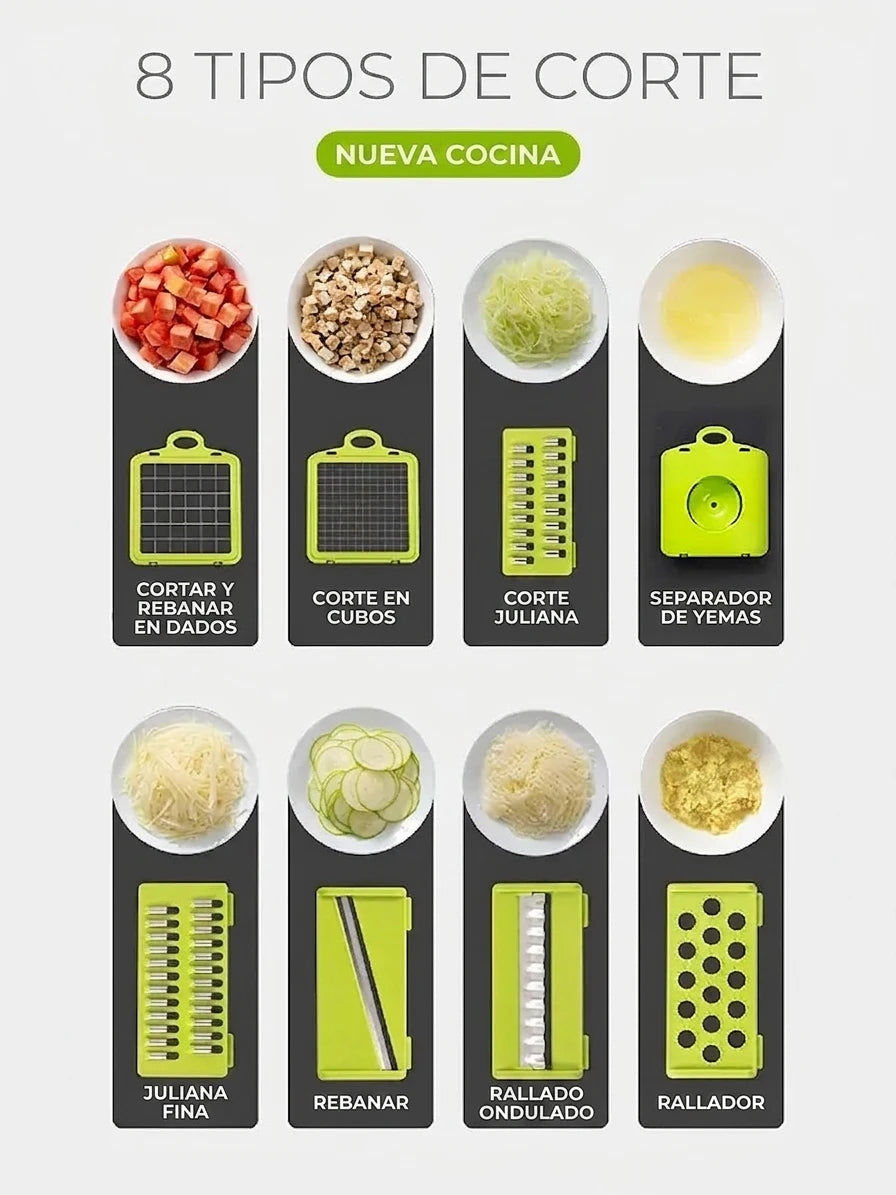 Cortador de Verduras 14 en 1 – Pica y Ralla Todo en Segundos