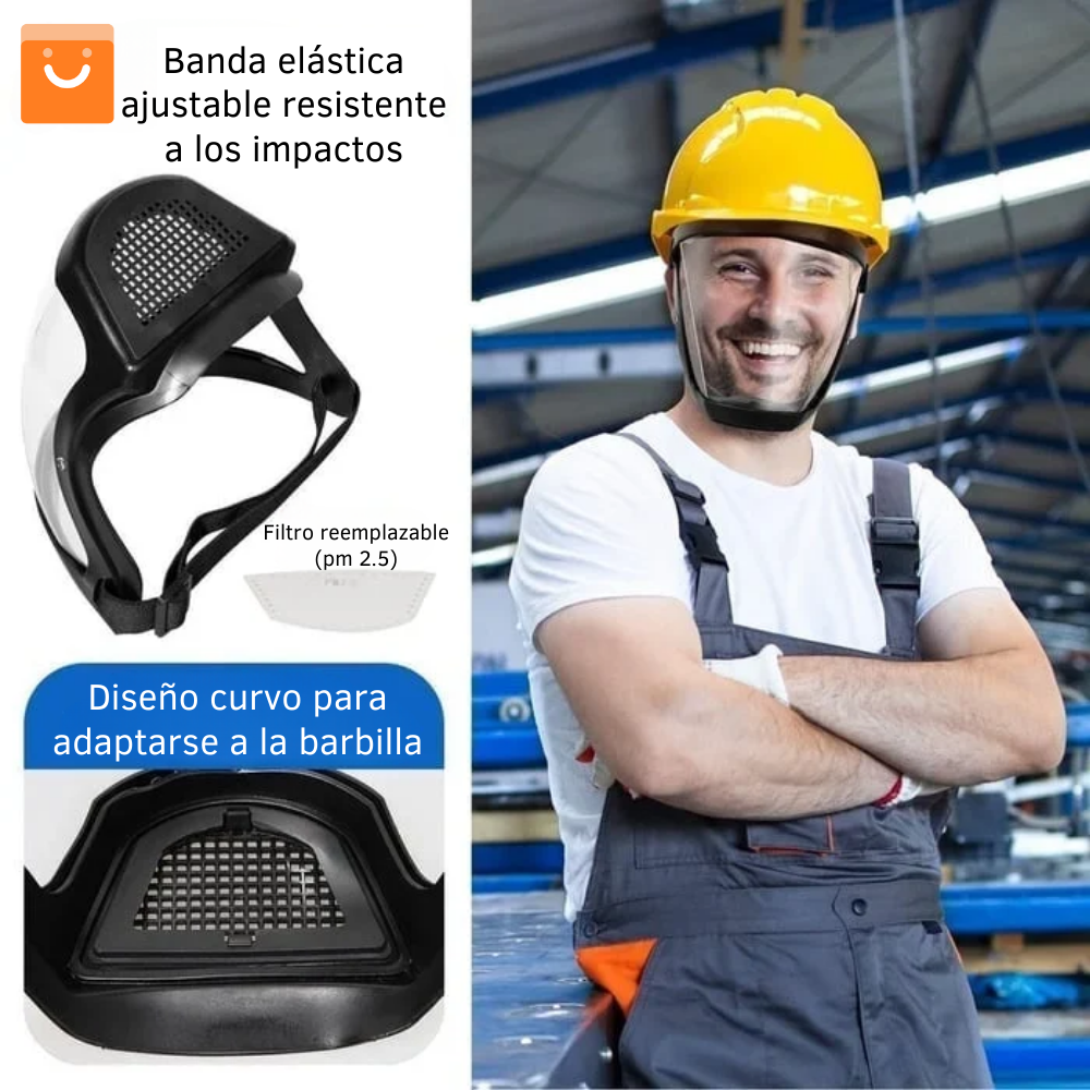 Máscara Facial Transparente 3x1 – Protección Total – Seguridad Visible desde el Primer Uso