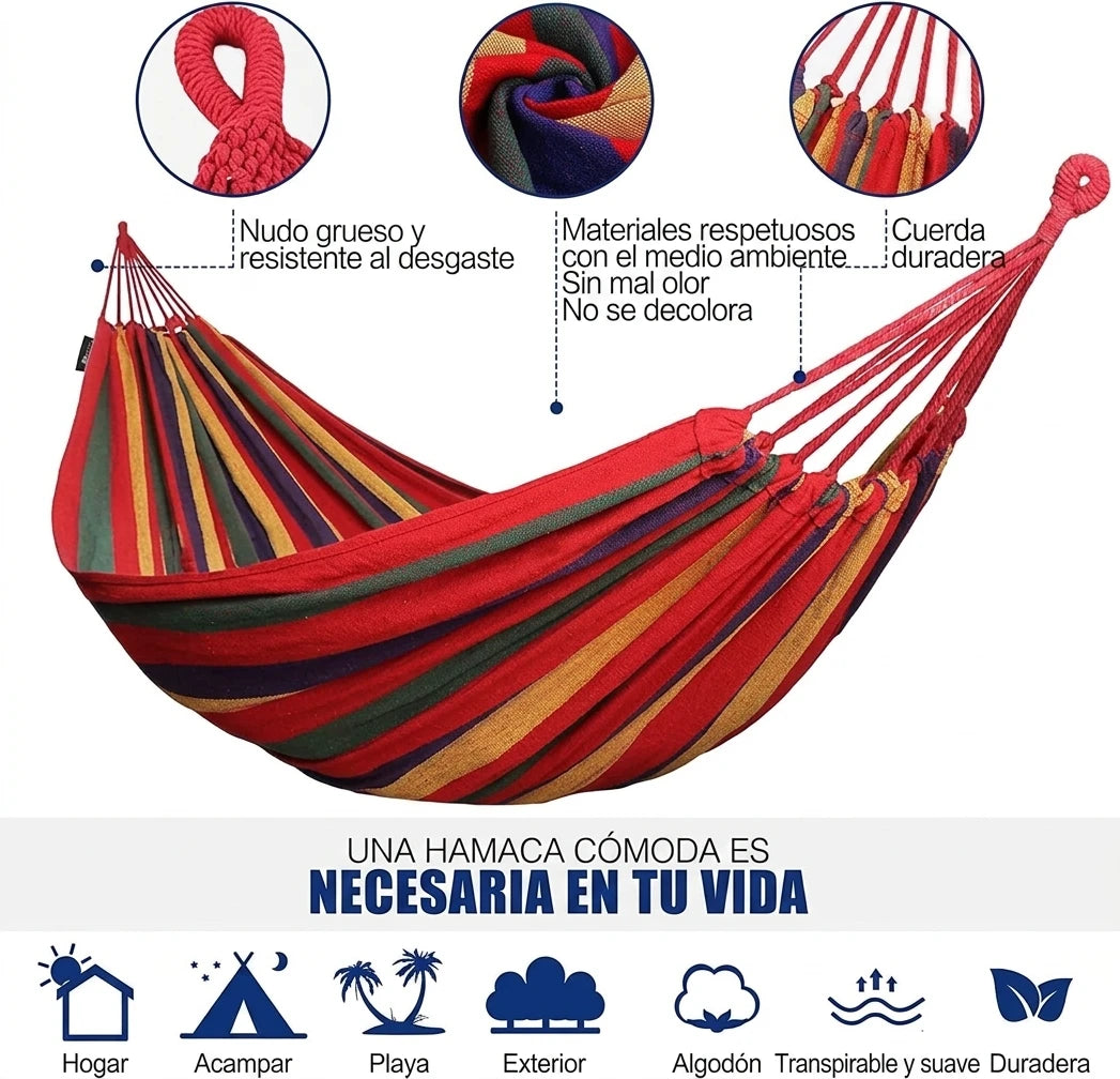 Hamaca Colgante 2x1 – Tu Rincón de Relax en Patio o Camping