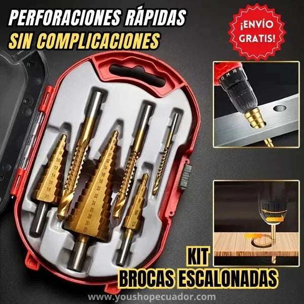 Brocas Escalonadas 6 Piezas - Perfora Todo Tamaño Sin Cambiar de Broca