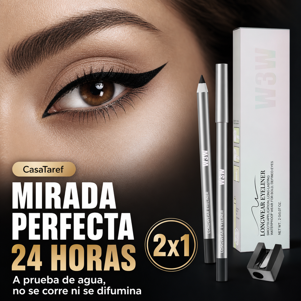 Delineador de Ojos a Prueba de Agua 2x1 - Dura Hasta 24 Horas
