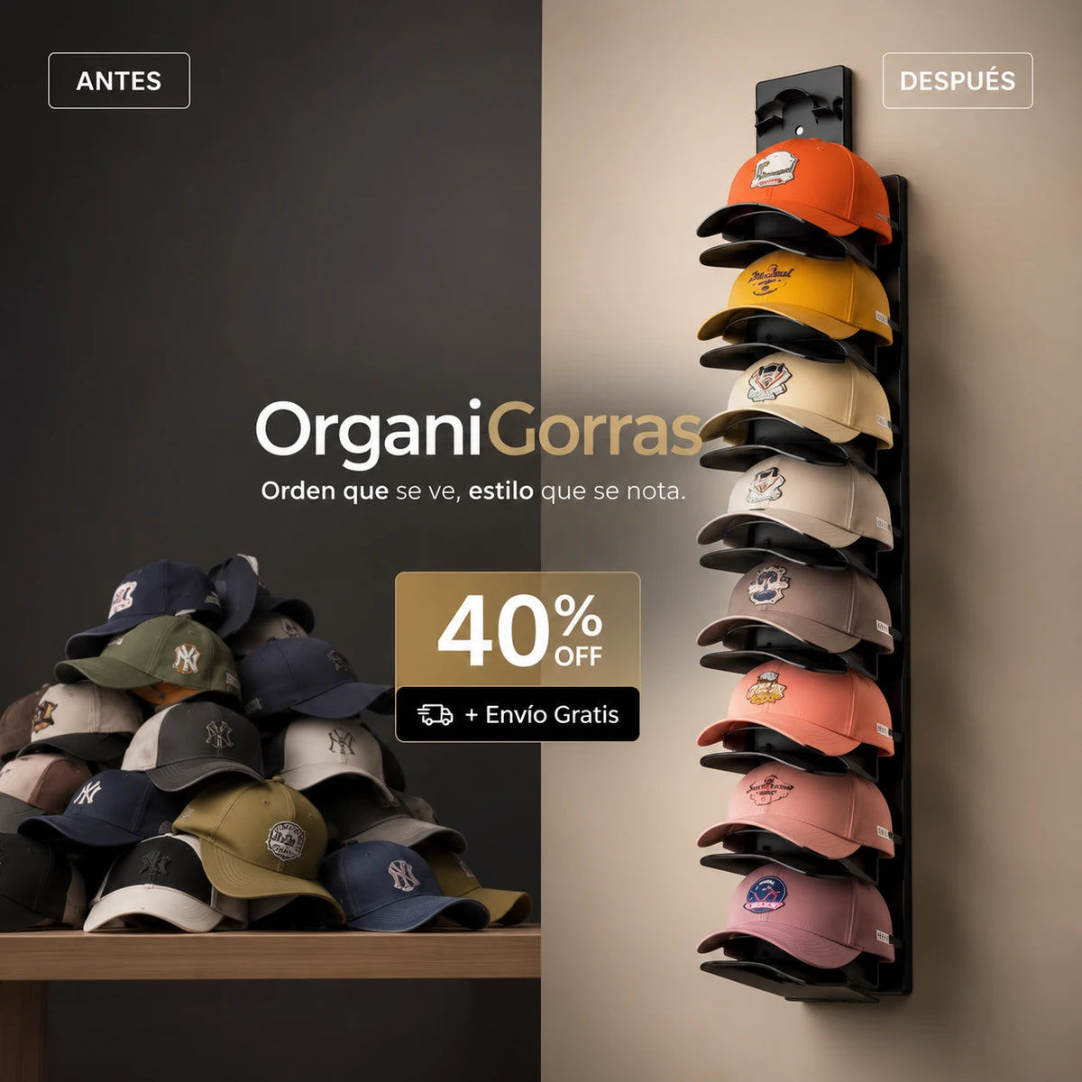 OrganiGorras – Ordena hasta 20 gorras sin que se deformen