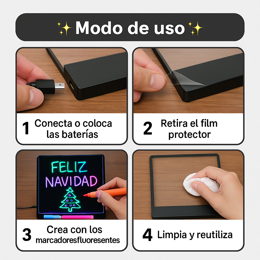 2x1: Pizarra de Escritura LED – Crea, Decora y Sorprende – Regalo Navideño 2×1 sin Pantallas