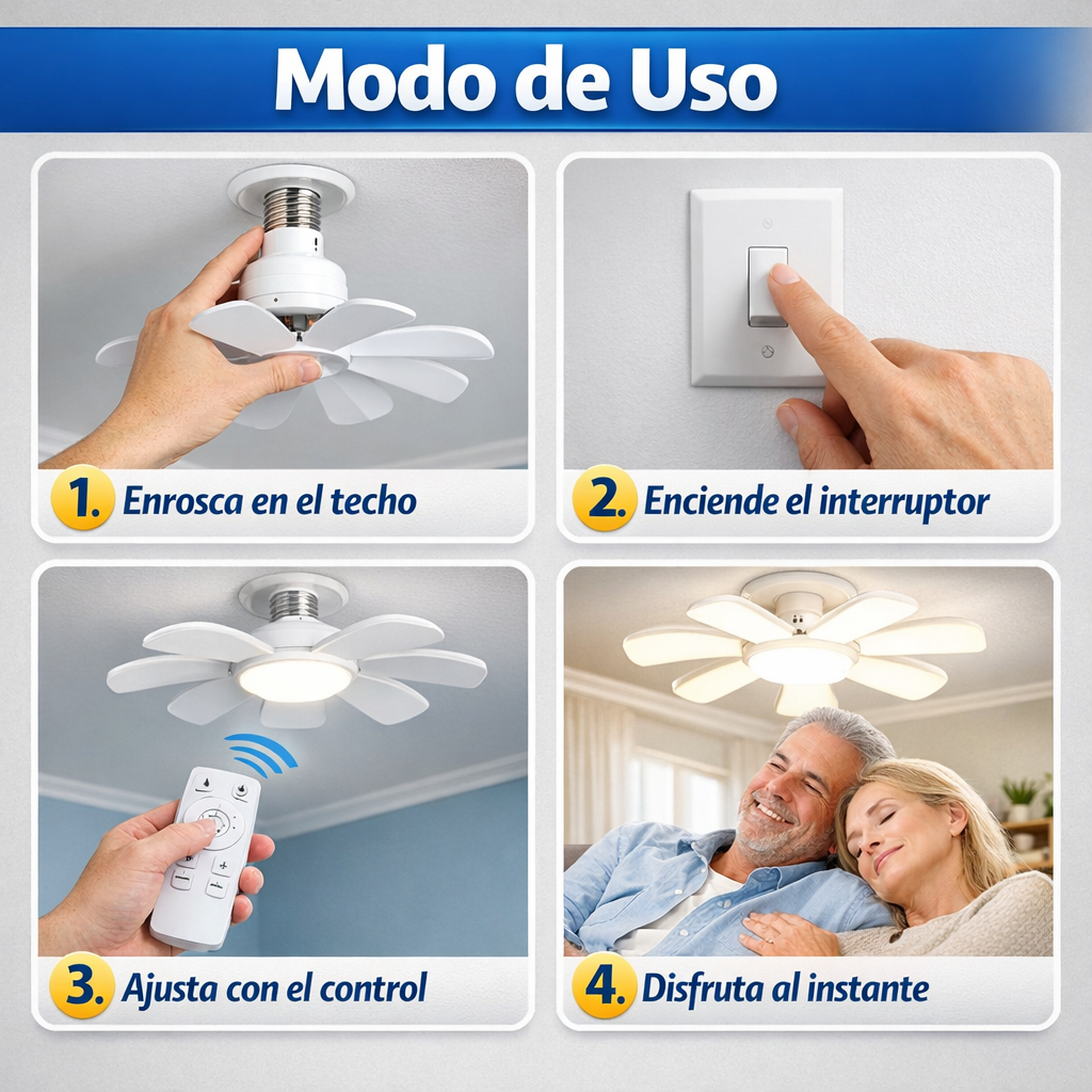 Foco Ventilador LED - Ilumina y Refresca - Instálalo en 1 Minuto sin Técnico