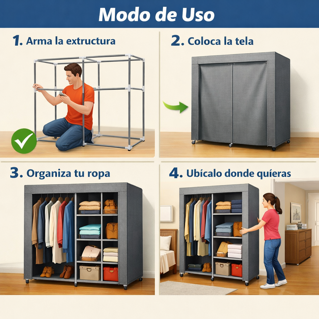 Armario Organizador Portátil – Ordena toda tu ropa sin obras y sin carpintero en menos de 20 minutos