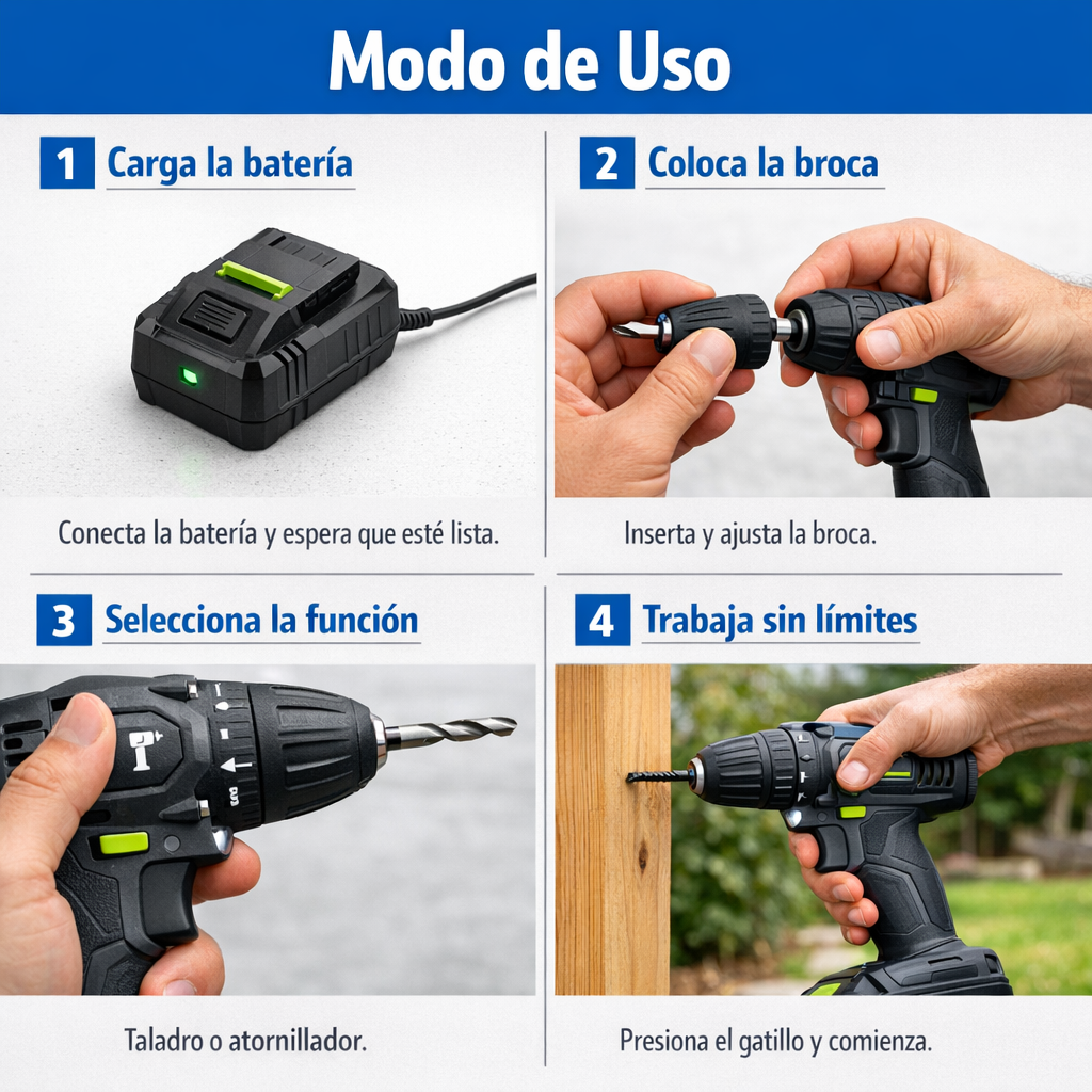 Taladro Inalámbrico Brushless – Potente y Compacto – Listo para Usarlo Desde el Primer Día