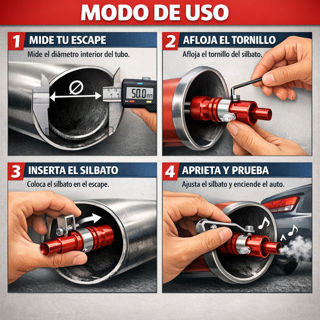 Silbato Turbo para Escape – Simula Sonido Turbo Real – Tu Auto Ruge Como Deportivo Desde el Primer Día