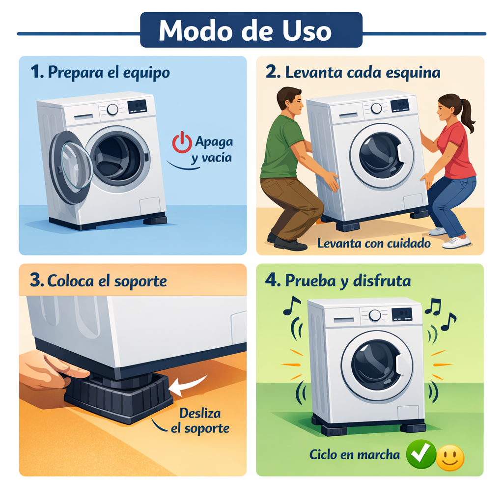 Soportes Antivibración para Lavadora – Elimina el Ruido y Protege tu Piso desde el Primer Uso