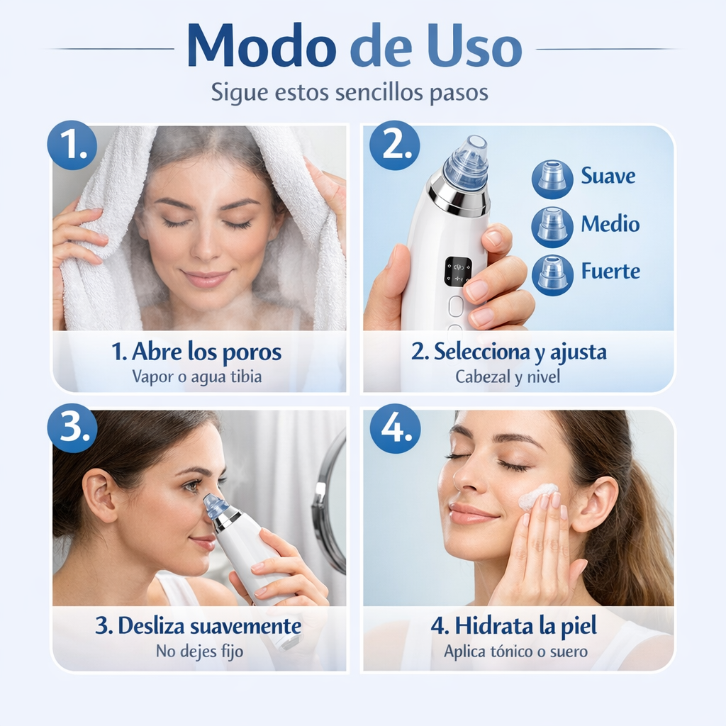 Extractor Facial Eléctrico – Limpieza Profunda – Piel Más Limpia en Semanas