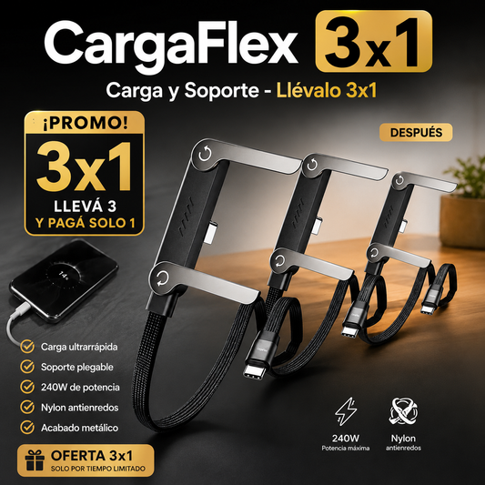 CargaFlex 2 en 1: Carga y Soporte - Llévalo 3x1