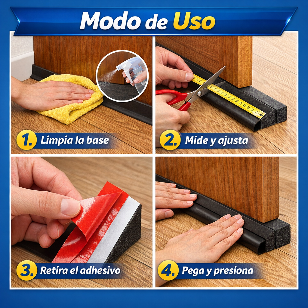 Bloqueador Adhesivo de Puerta 3x1 – Sellado Térmico – Confort y Ahorro desde el Primer Día