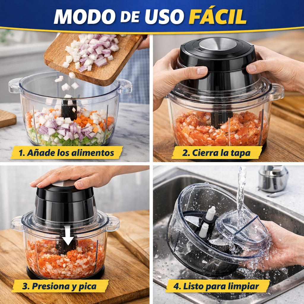 Picador Eléctrico 3L – Pica y Tritura – Cocina sin Esfuerzo en Segundos