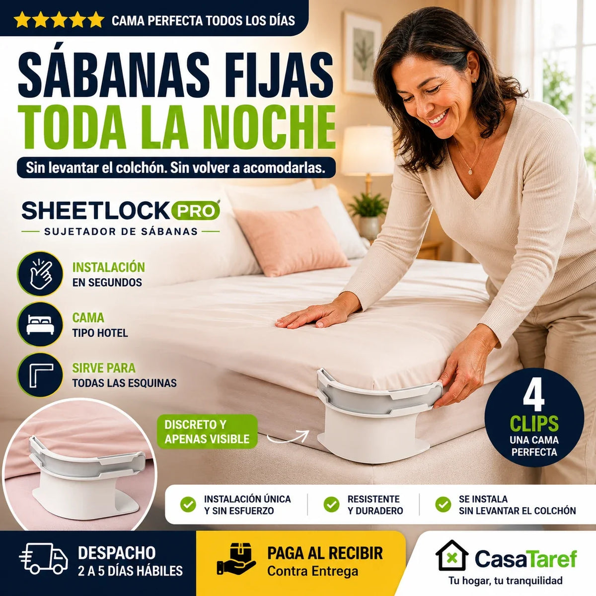 SheetLock Pro 4x1 - Sábanas Fijas Toda la Noche