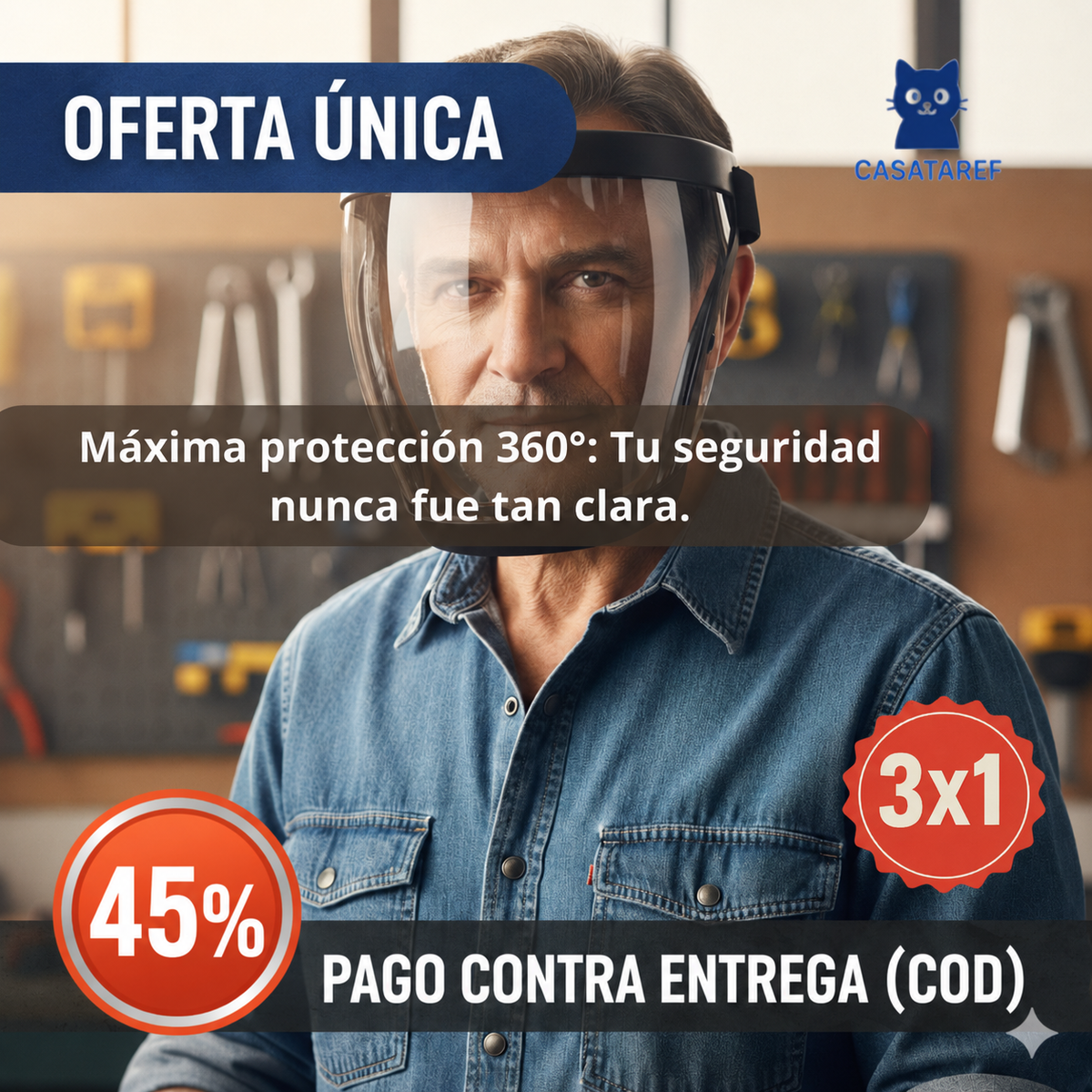 Máscara Facial Transparente 3x1 – Protección Total – Seguridad Visible desde el Primer Uso