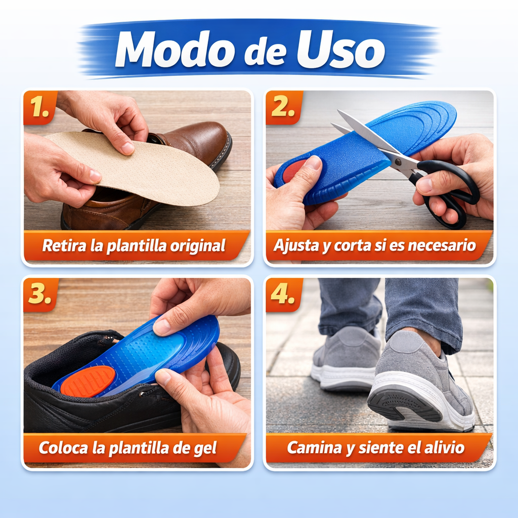 Plantillas de Gel – Absorción de Impacto – Alivio al Caminar Desde el Primer Día