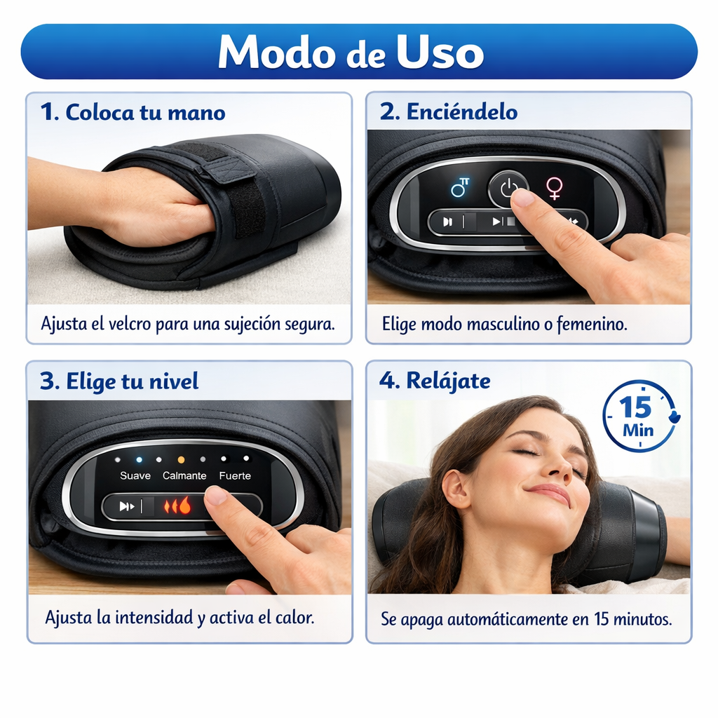 Masajeador Eléctrico de Manos – Compresión con Calor – Alivia el Túnel Carpiano en Casa