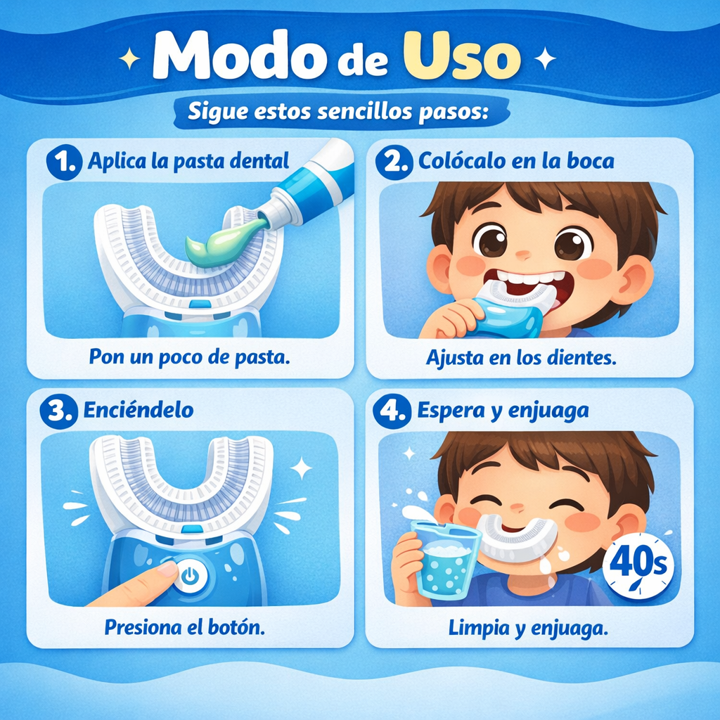 Cepillo Infantil 360° - Limpia Sin Peleas - Sonrisa Sana en Solo 40 Segundos