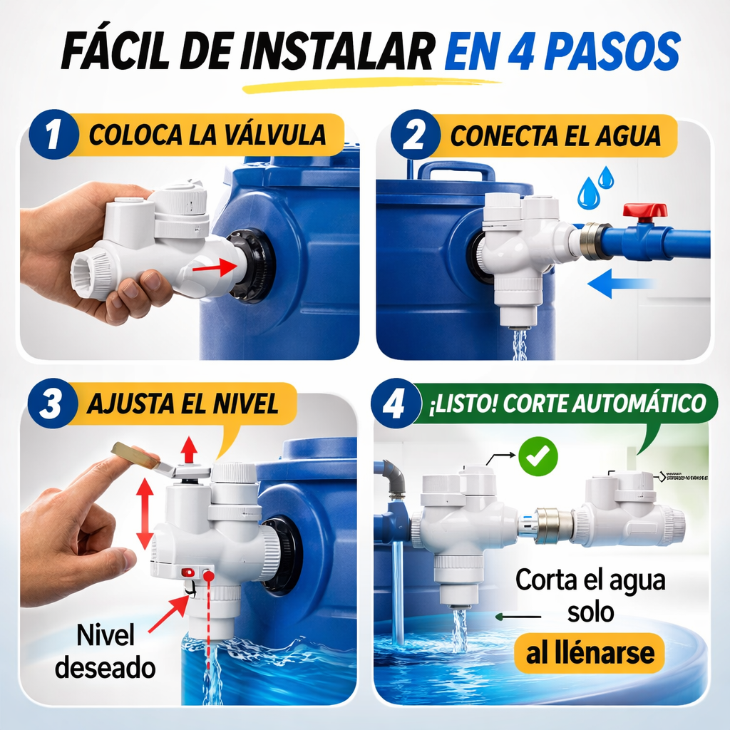 Válvula Automática de Nivel - Corte Inteligente - Tanque Seguro en Minutos
