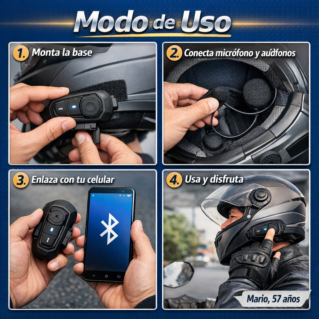 Intercomunicador Moto Bluetooth – Manos Libres Seguro – Habla y Escucha Mientras Conduces
