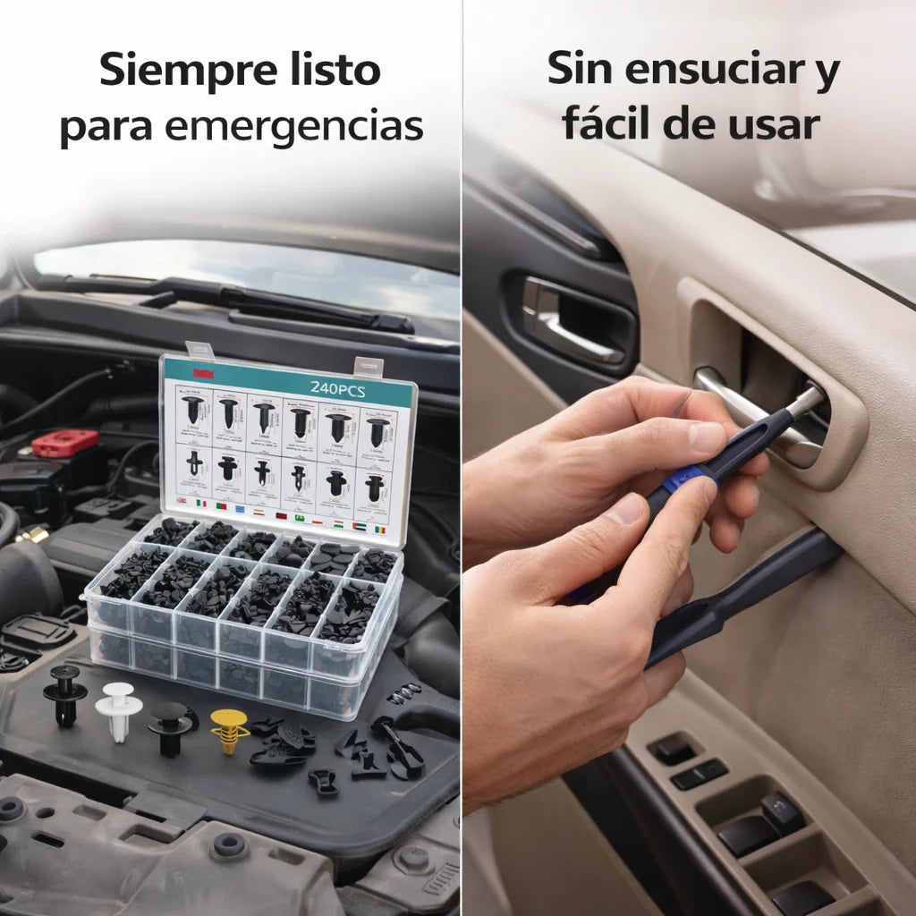 Kit de Sujetadores Automotrices – Fijación Rápida – Repara tu auto en minutos