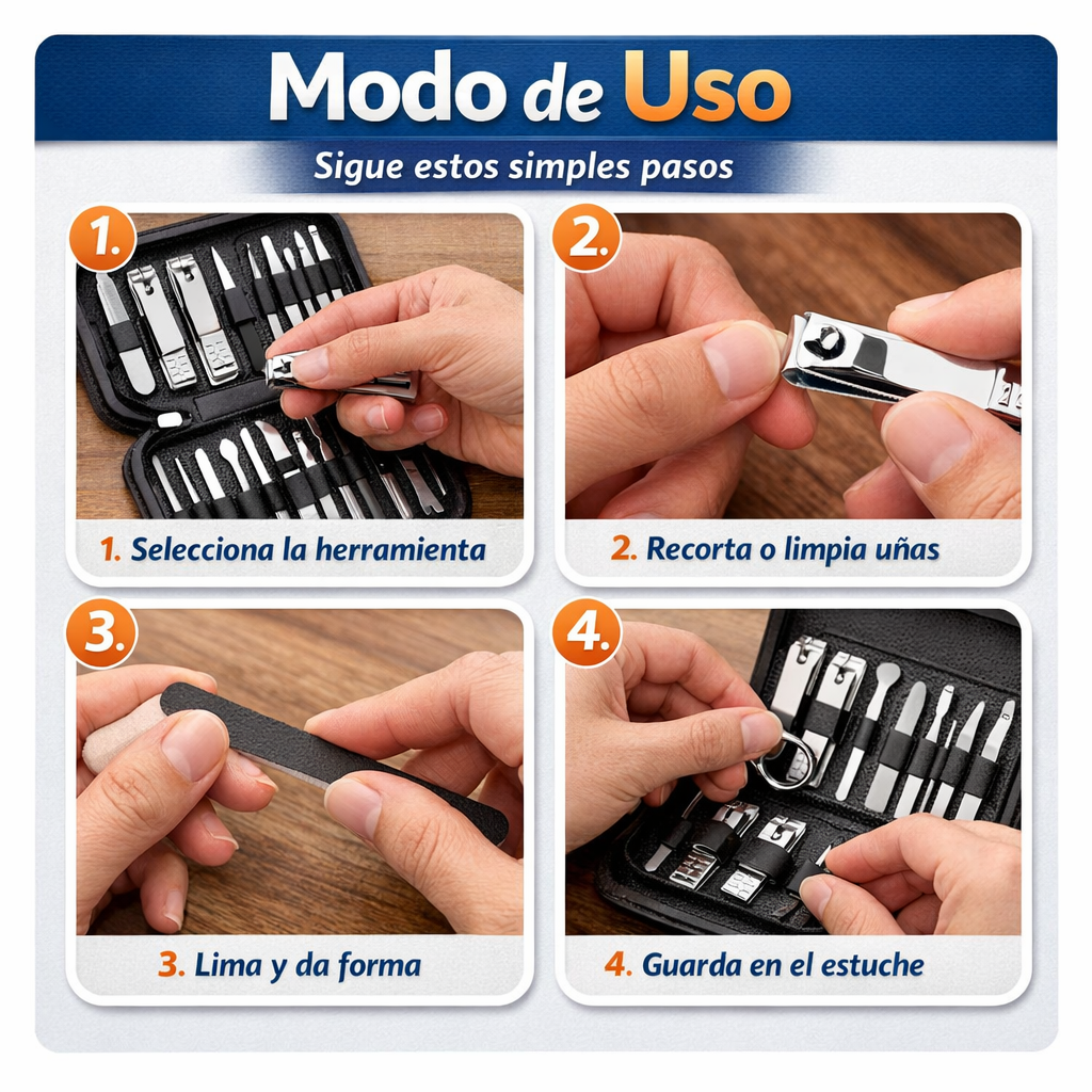 Kit de Manicura 16 Piezas – Cuidado Completo – Uñas prolijas en minutos