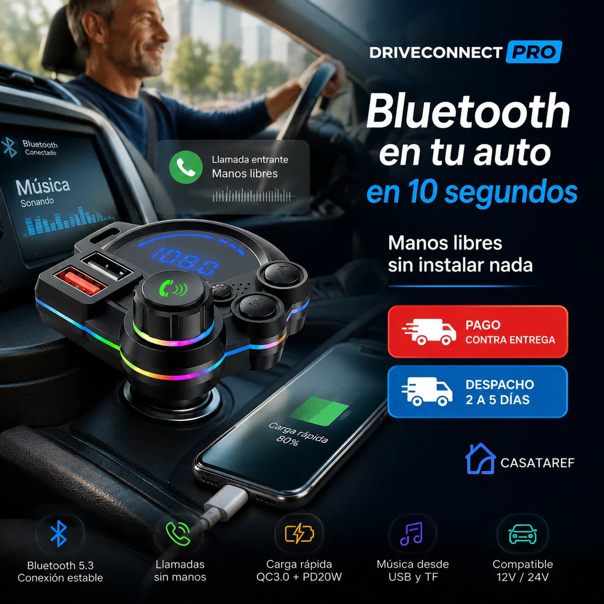 DriveConnect Pro - Transforma Tu Auto en un Equipo de Sonido Moderno